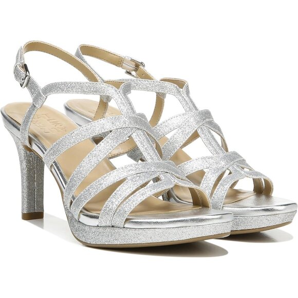 Naturalizer Women Silver Synthetic Open Rounded Toe Slingback Baylor Sandal - Picture 7 of 9